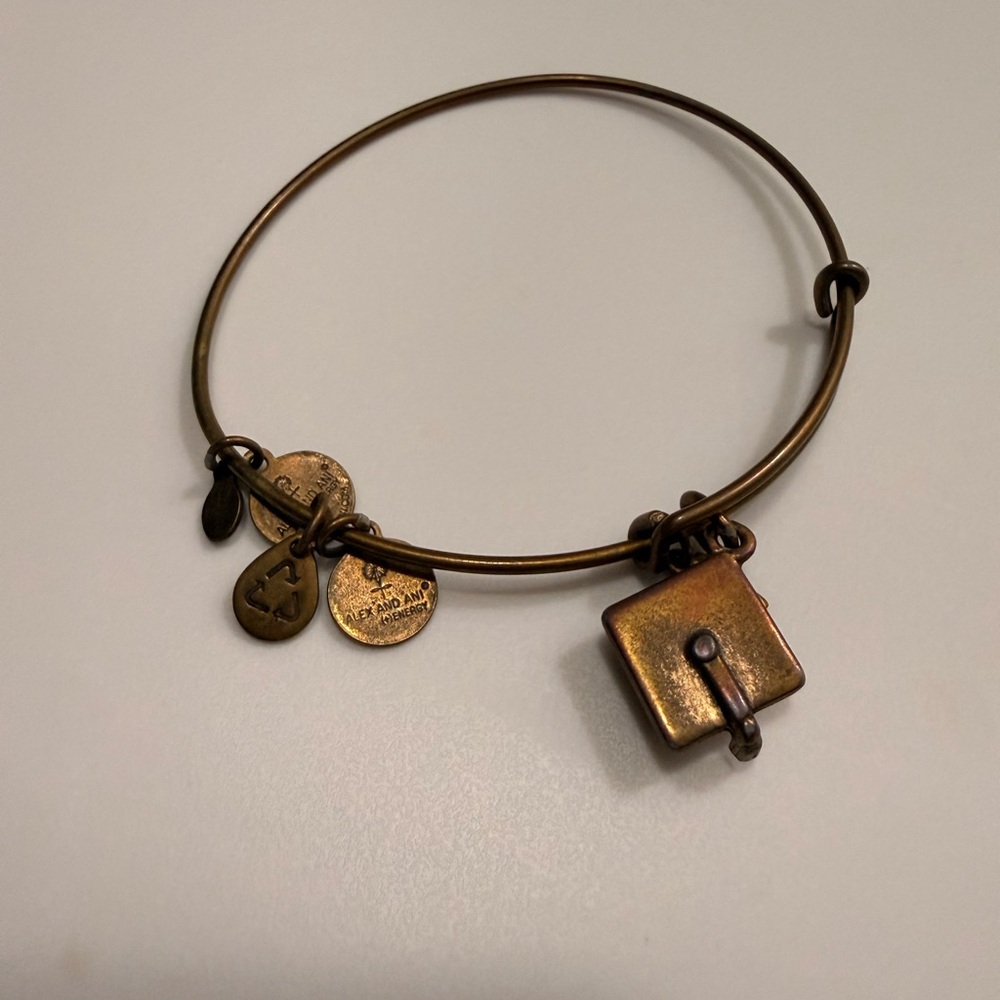 Alex and Ani “Graduation Hat” Gold Charm Bangle Bracelet